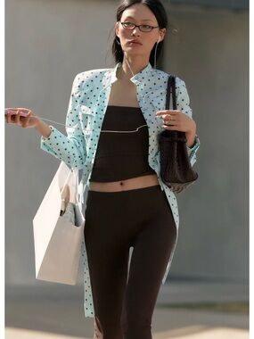 Zara Turquoise Polka Dot Bomber Jacket
